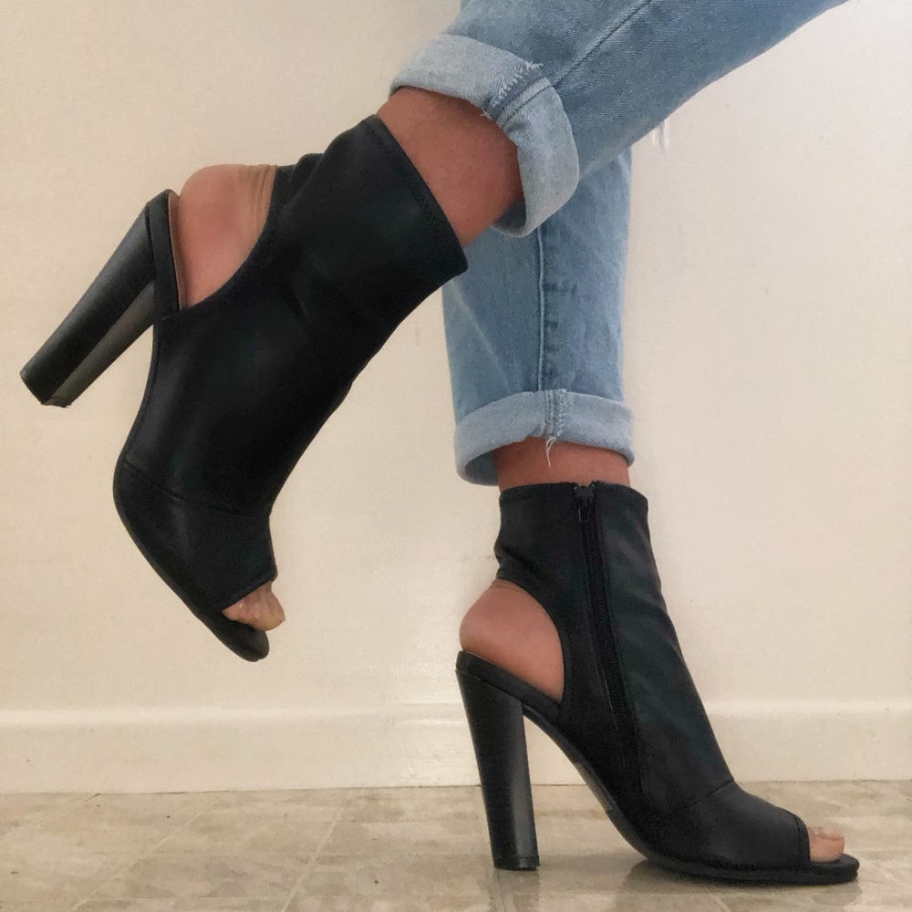 Call it spring Open toe and heel black booties